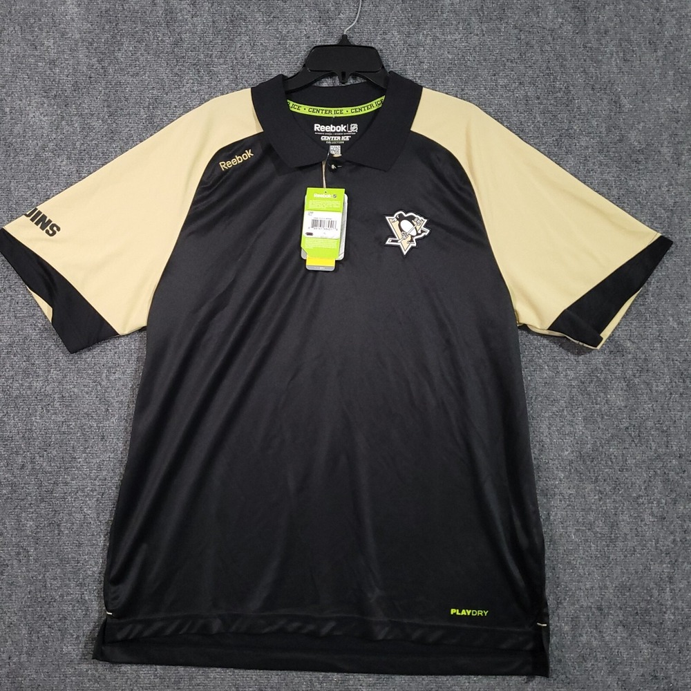 Pittsburgs Penguins Reebok PlayDry Center Ice Polo‎ Shirt Mens XL NHL NEW